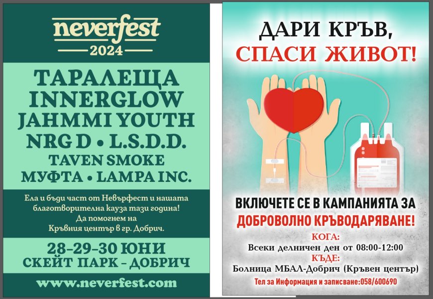 МБАЛ – Добрич благодари на организаторите на фестивала NEVERFEST за подпомагането на Кръвния център