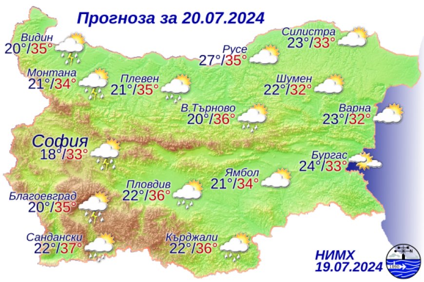 Времето през почивните дни: топло, с кратки валежи и гръмотевични бури